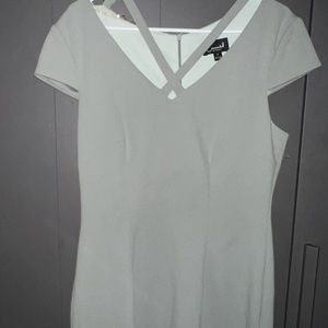 Connect Apparel Gray Midi Dress with Crossneck